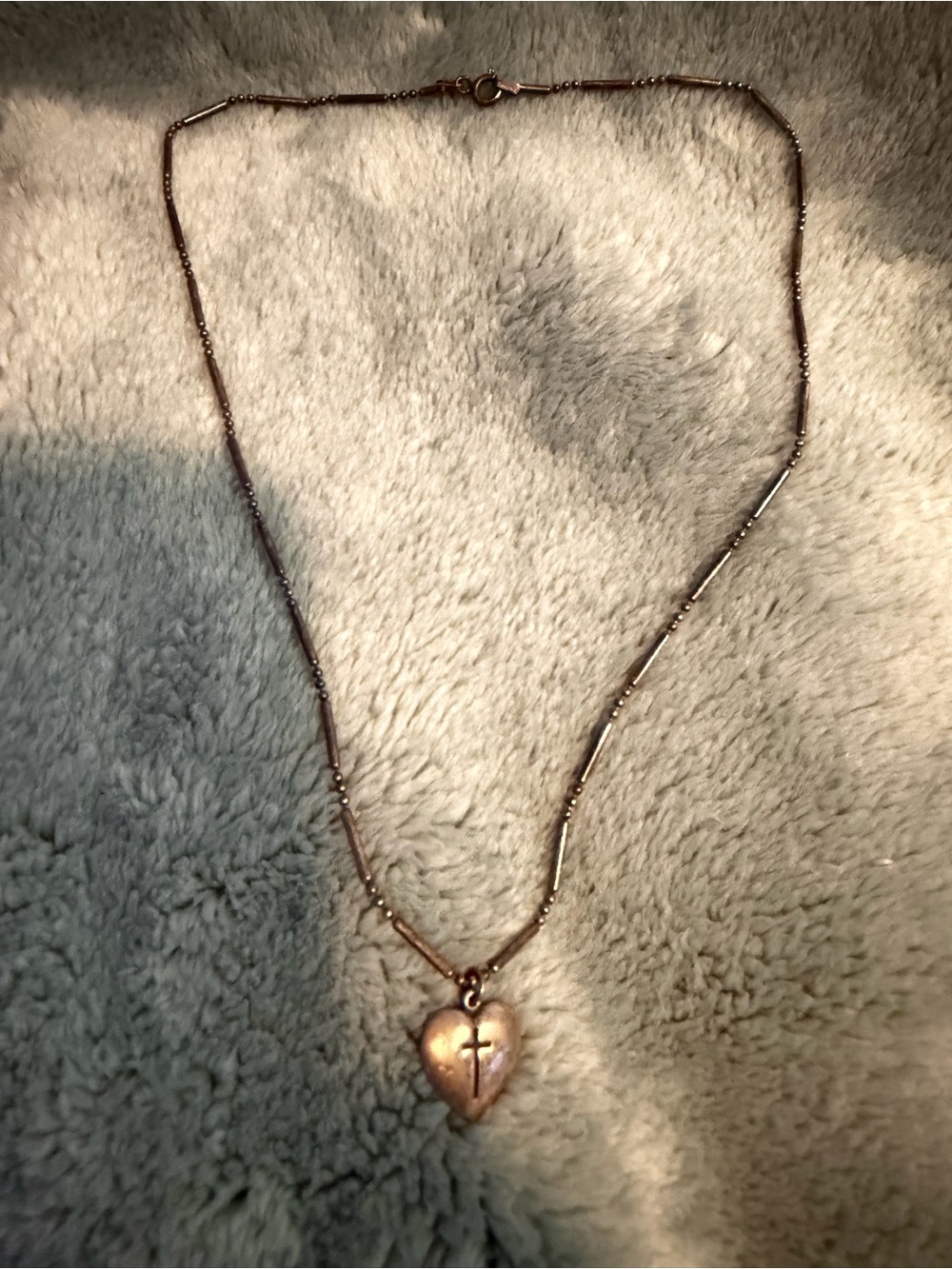 Vintage Sterling Silver Heart Cross Pendant Necklace 18" Chain 925